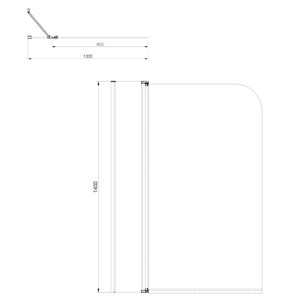 Beta 1000mm x 1400mm Half Radius Bath Screen