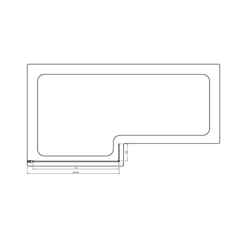 Beta 860mm x 1440mm L Shaped Bath Screen