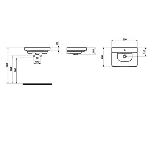 Iota 600mm 2 Drawer Wall Hung Basin Unit & 1 Tap Hole Ceramic Basin - Grey