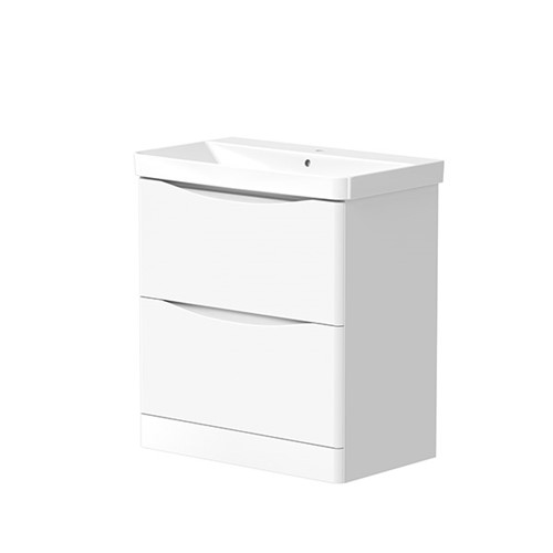 Iota 600mm 2 Drawer Floorstanding Basin Unit & 1 Tap Hole Ceramic Basin - White