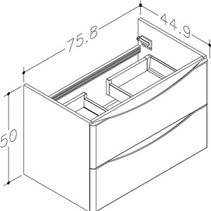 Iota 800mm 2 Drawer Wall Hung Basin Unit & 1 Tap Hole Ceramic Basin - White