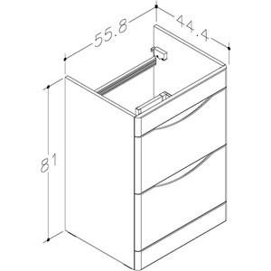 Iota 600mm 2 Drawer Floorstanding Basin Unit & 1 Tap Hole Ceramic Basin - Grey