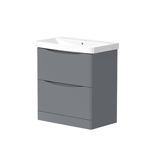 Iota 600mm 2 Drawer Floorstanding Basin Unit & 1 Tap Hole Ceramic Basin - Grey