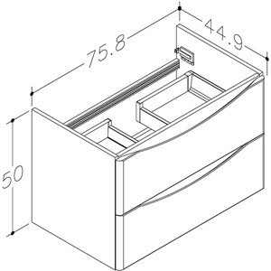 Iota 800mm 2 Drawer Wall Hung Basin Unit & 1 Tap Hole Ceramic Basin - Grey