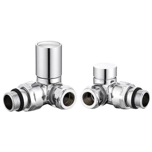 Non-Thermostatic Corner Towel Warmer Valve - Chrome