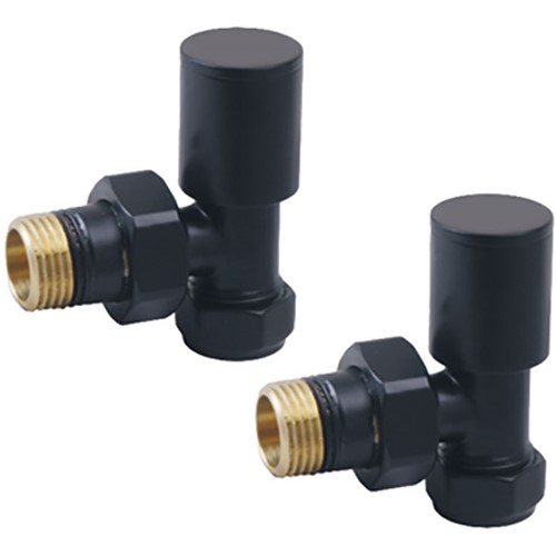 Non-Thermostatic Angled Towel Warmer Valve - Black