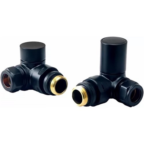 Non-Thermostatic Corner Towel Warmer Valve - Black