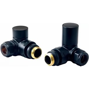 Non-Thermostatic Corner Towel Warmer Valve - Black