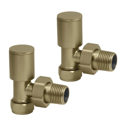 Non-Thermostatic Angled Towel Warmer Valve - Brushed Brass