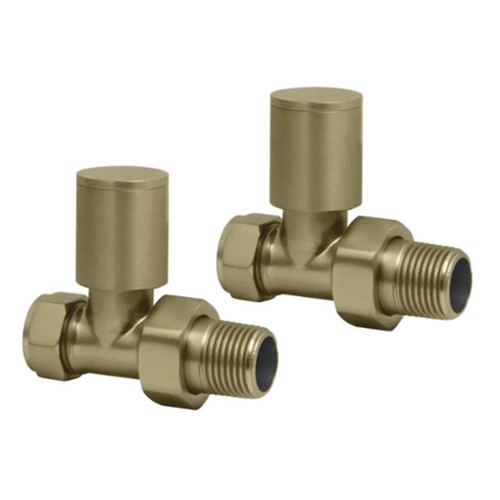 Non-Thermostatic Straight Towel Warmer Valve - Brushed Brass