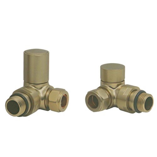 Non-Thermostatic Corner Towel Warmer Valve - Brushed Brass