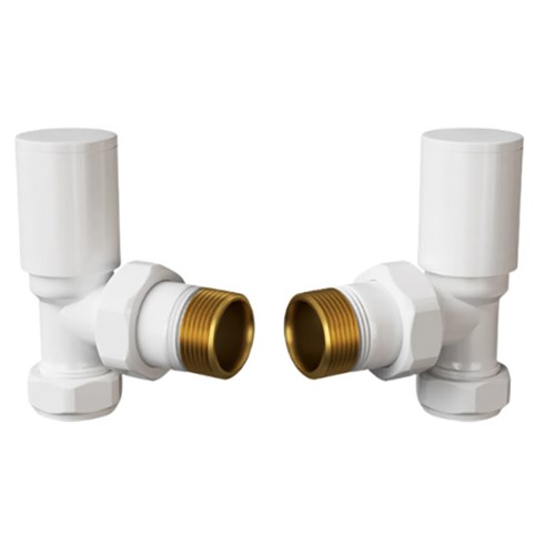 Non-Thermostatic Angled Towel Warmer Valve - White
