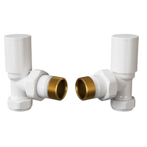 Non-Thermostatic Angled Towel Warmer Valve - White