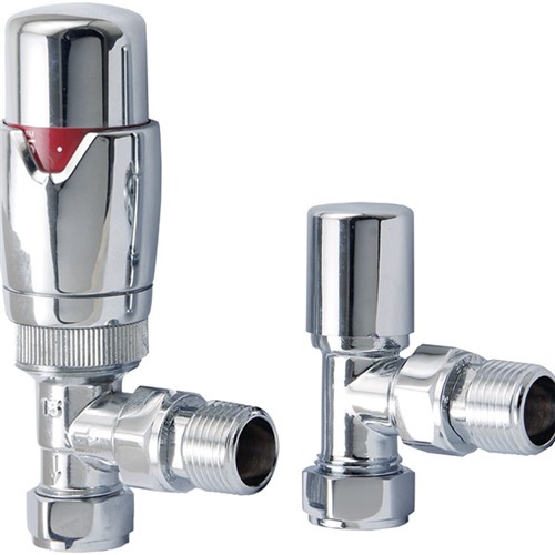 Thermostatic Angled Towel Warmer Valve - Chrome