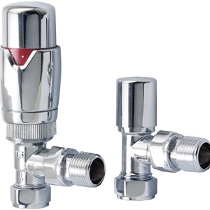 Thermostatic Angled Towel Warmer Valve - Chrome