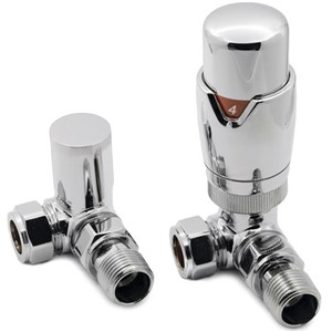 Thermostatic Corner Towel Warmer Valve - Chrome