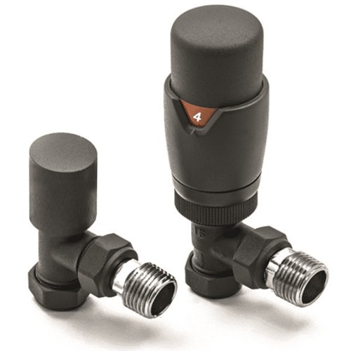 Thermostatic Angled Towel Warmer Valve - Anthracite