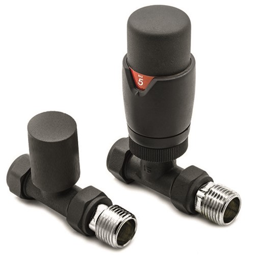 Thermostatic Straight Towel Warmer Valve - Anthracite