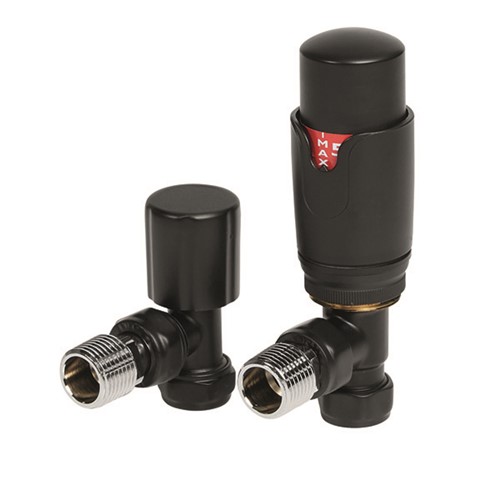 Thermostatic Angled Towel Warmer Valve - Black