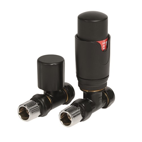 Thermostatic Straight Towel Warmer Valve - Black