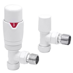 Thermostatic Angled Towel Warmer Valve - White