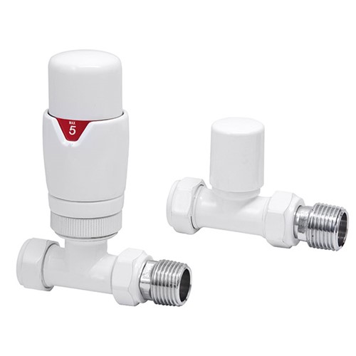 Thermostatic Straight Towel Warmer Valve - White