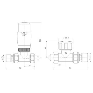 Thermostatic Straight Towel Warmer Valve - White