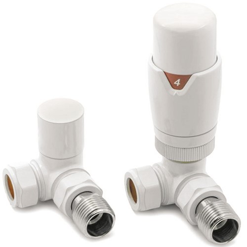 Thermostatic Corner Towel Warmer Valve - White
