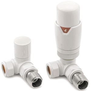 Thermostatic Corner Towel Warmer Valve - White