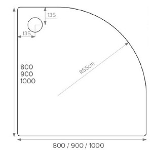 Alpha 800mm x 800mm Quadrant Anti-Slip Shower Tray - White