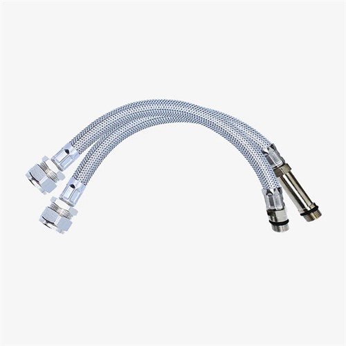 Viva M10 x 15mm Monobloc - 300mm Long Flexible Hose Pair - SSH7