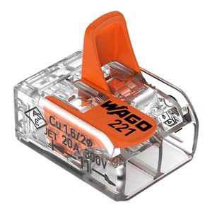 Wago 221 Series Compact Lever 2 Wire Connector - 221-412