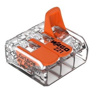 Wago 221 Series Compact Lever 3 Wire Connector - 221-413 - Pack of 10