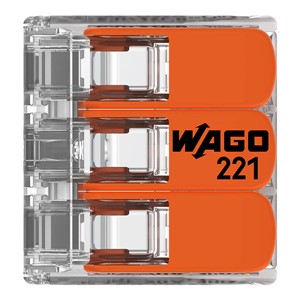 Wago 221 Series Compact Lever 3 Wire Connector - 221-413 - Pack of 10