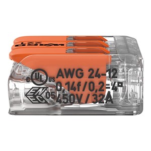 Wago 221 Series Compact Lever 3 Wire Connector - 221-413 - Pack of 10