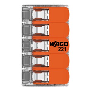 Wago 221 Series Compact Lever 5 Wire Connector - 221-415