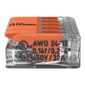 Wago 221 Series Compact Lever 5 Wire Connector - 221-415