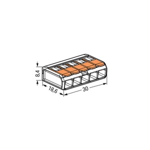 Wago 221 Series Compact Lever 5 Wire Connector - 221-415