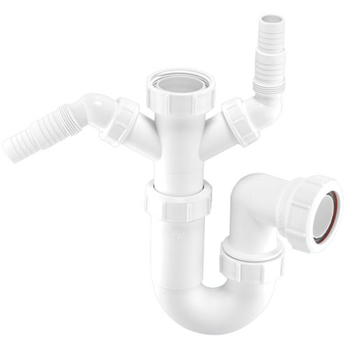 McAlpine 1 1/2" WM11 Washing Machine Trap with 2 Appliance Nozzles - 75mm Water Seal
